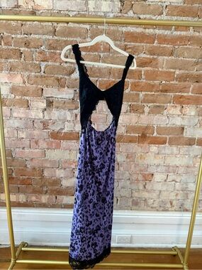 Purple Leopard Dress with Black Lace